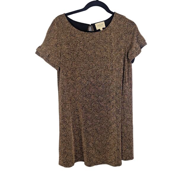 Sezane Dress Womens XS Gold Shift Y2K Metallic Mini Quiet Luxury Holiday Party - Picture 2 of 12